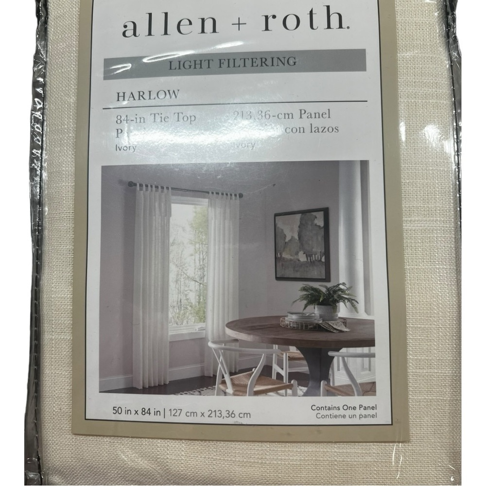 Allen + Roth Light Filtering‎ Harlow 84in Tie Top Single Panel